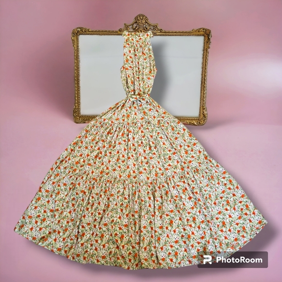 thanne Dresses & Skirts - Thanne | Dress - Size 10  | Summer Halter Maxi Dress - Green & Orange Floral